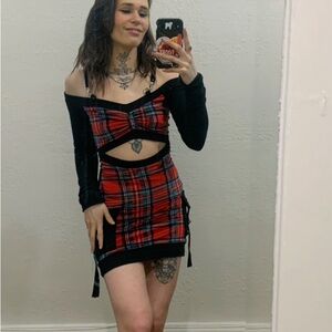 Size Small Modern Vagabond Plaid Dress with Cutout - Organic bamboo/cotton